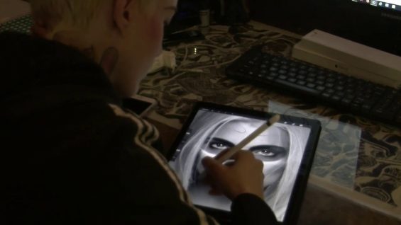 Girl Drawing on iPad